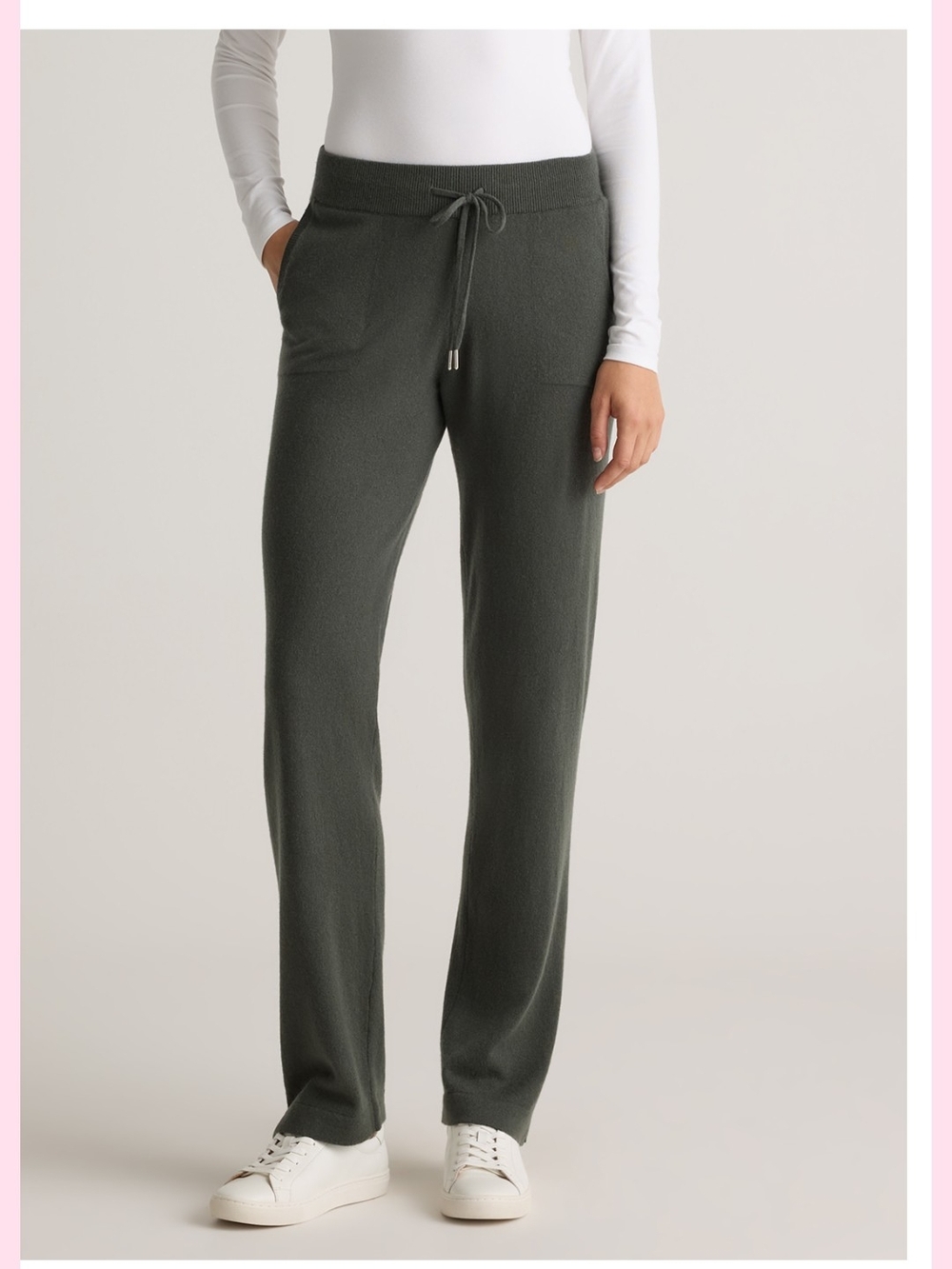 Women's Cashmere Drawstring  Pants in Dark Olive